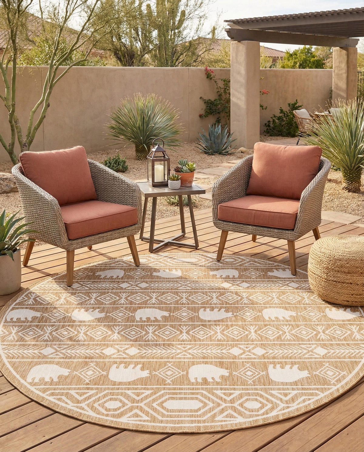 Mesa Oasis Rugs Collection Area Rug - Sundown Round Taupe  lifestyle 119