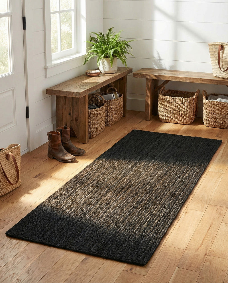 Woven Seaside Jute Collection Area Rug - Martha's Runner Black  lifestyle 48