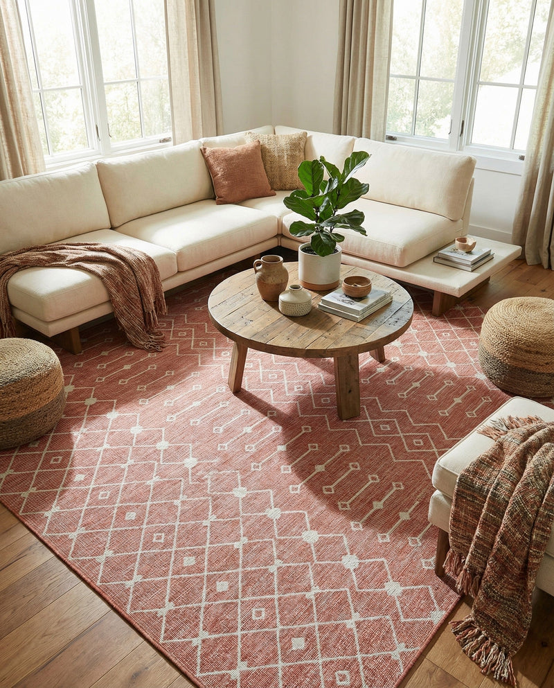 Savannah Pergola Collection Area Rug -  Pergola (Rust Red) Square Rust Red  lifestyle 94