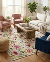 Seaside Blooms Collection Area Rug -  Meadow Square Multi  lifestyle 50