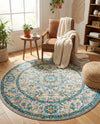 Seville Stripes Collection Area Rug - Cadiz (Light Gray) Round Light Gray  lifestyle 64