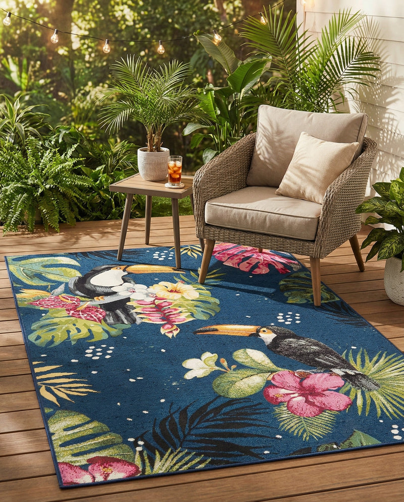 Seaside Blooms Collection Area Rug -  Leaf Rectangle Multi  lifestyle 21