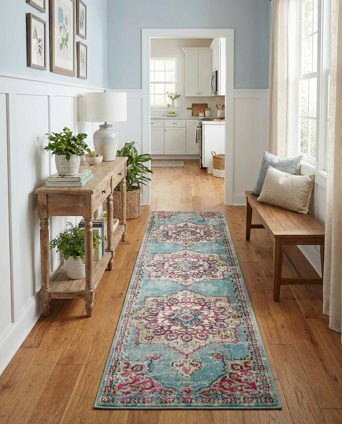 Chateau Elegance Collection Area Rug -  Riviera Runner Light Blue  lifestyle 68