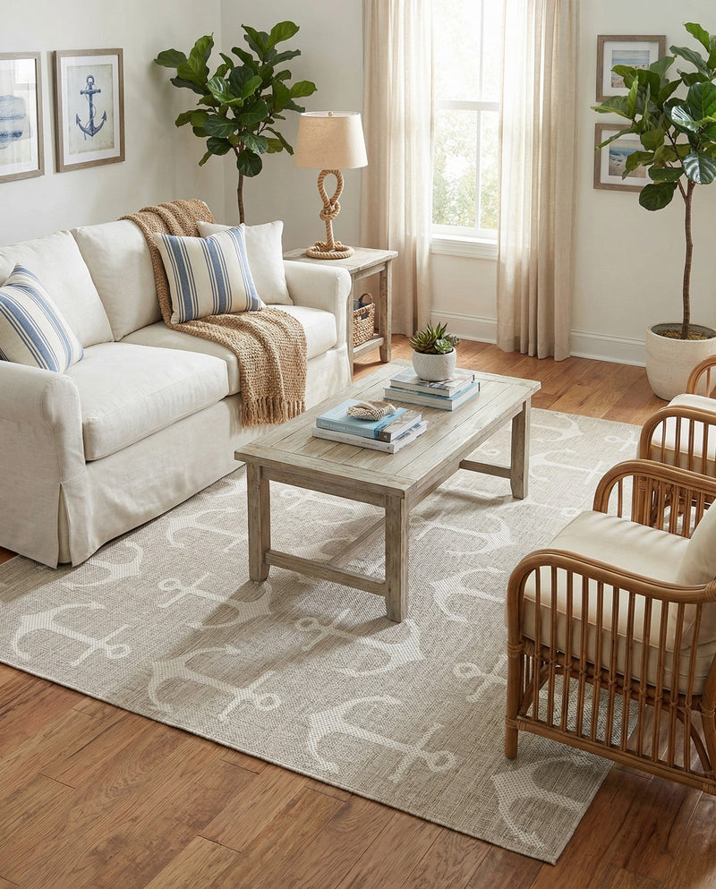 Seaside Haven Rugs Collection Area Rug - Sapphire (Gray) Square Gray  lifestyle 20