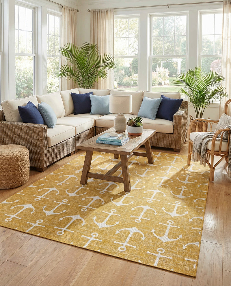 Seaside Haven Rugs Collection Area Rug - Sapphire (Yellow) Rectangle Yellow  lifestyle 6
