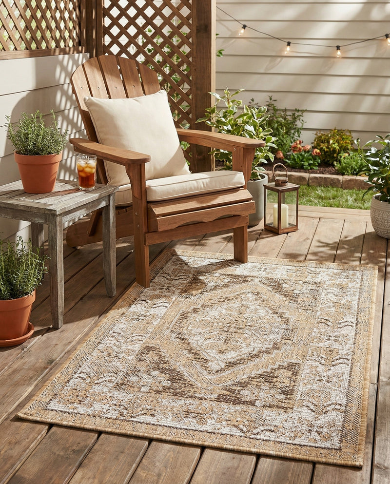 Patio Heritage Collection Area Rug -  Augusta (Natural) Rectangle Natural  lifestyle 17