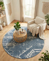 Desert Nomad Terrace Collection Area Rug - Sahara (Blue) Round Blue  lifestyle 68
