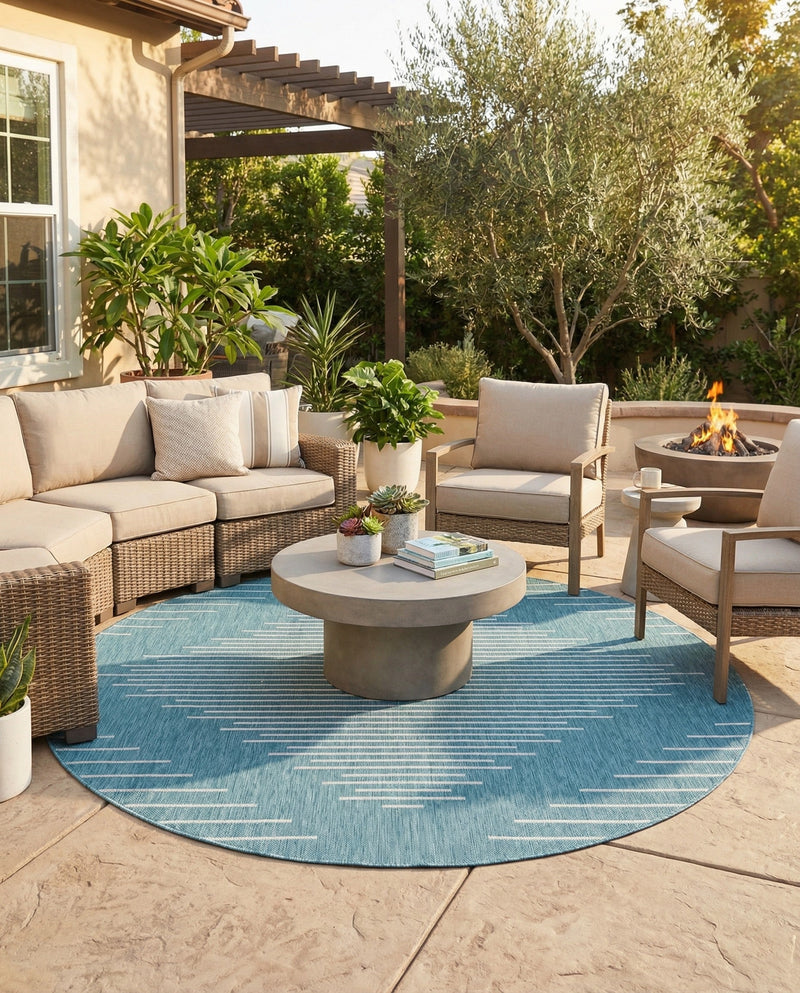 Urban Terrace Collection Area Rug -  Chelsea (Light Aqua) Round Light Aqua  lifestyle 66