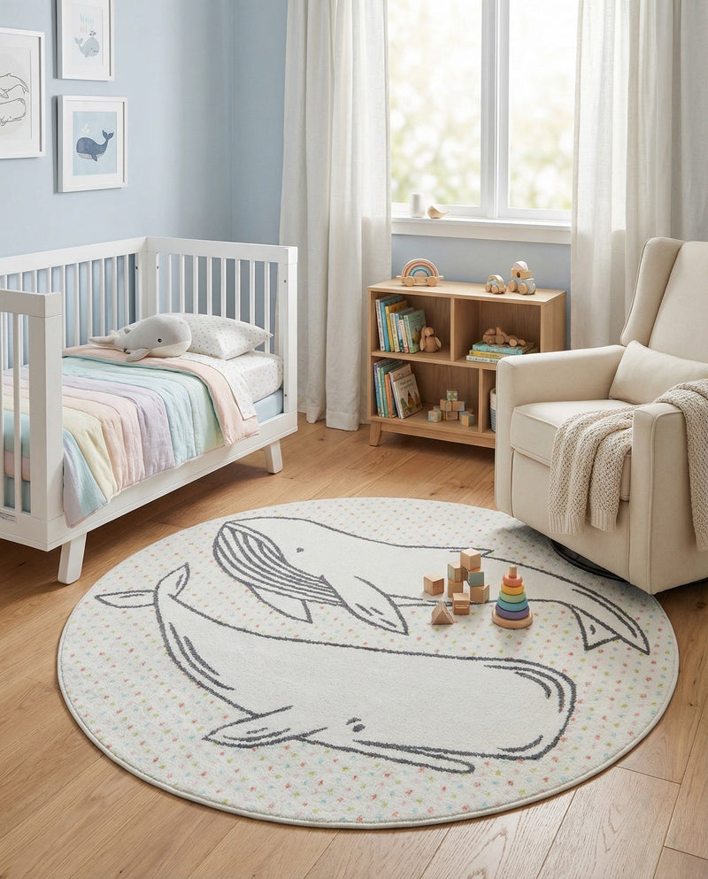 Wonder Tykes Collection Area Rug -  Patchwork Round Gray  lifestyle 6