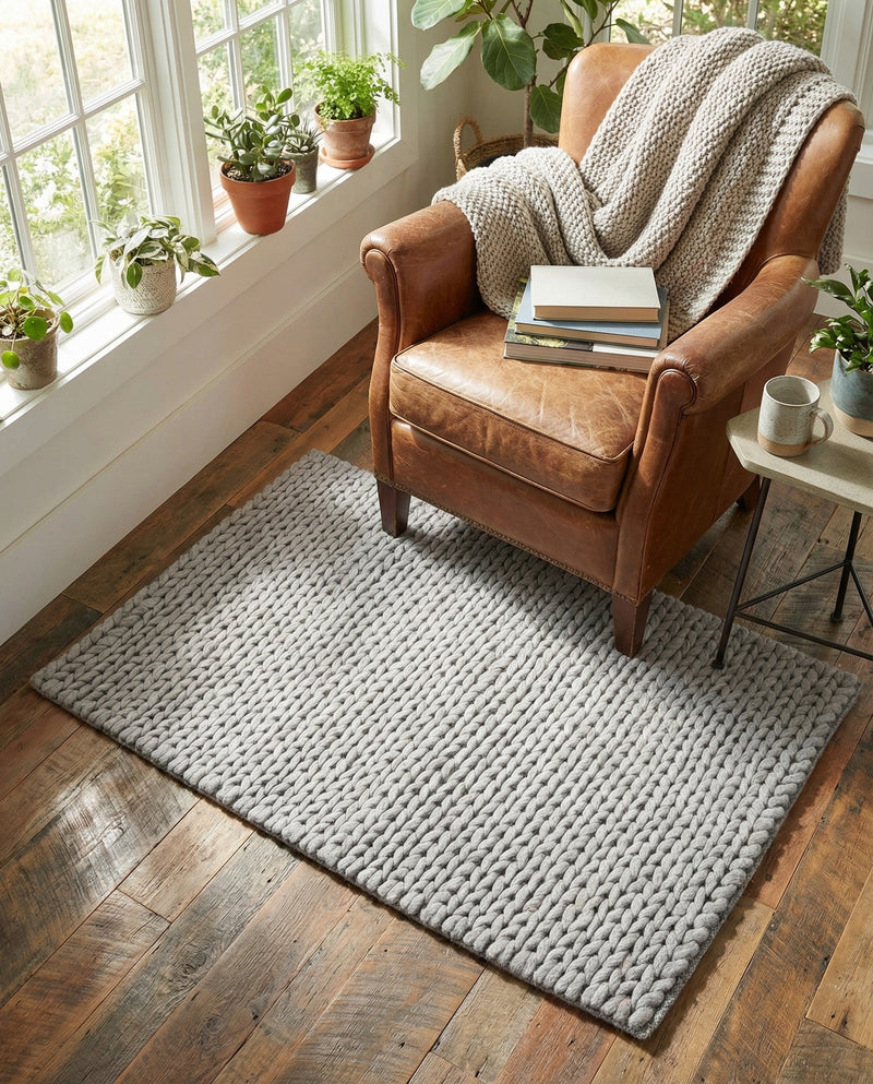 Lana Tasmanian Wool Collection Area Rug - Waitomo Rectangle Space Gray  lifestyle 26