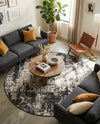 Urban Terrace Collection Area Rug -  Midtown Round Black and White  lifestyle 33