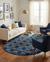 Hollywood Luxe Collection Area Rug -  Beverly (Navy Blue Gold) Oval Navy Blue Gold  lifestyle 55
