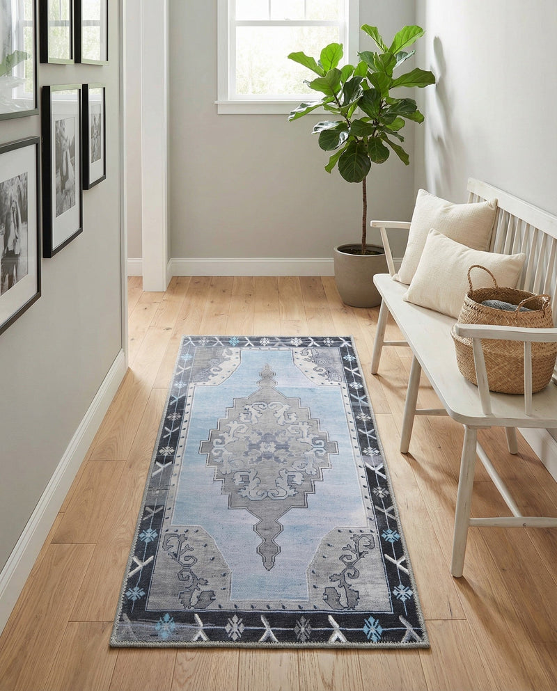 Heritage Elegance Collection Area Rug -  Winterthur (Blue Gray) Runner Blue Gray  lifestyle 48