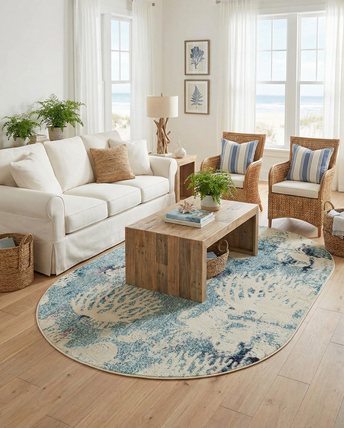 Sorrento Shores Collection Area Rug -  Vico Oval Light Blue  lifestyle 102