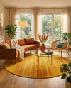 Jewel Oasis Collection Area Rug - Sapphire (Yellow) Round Yellow  lifestyle 61