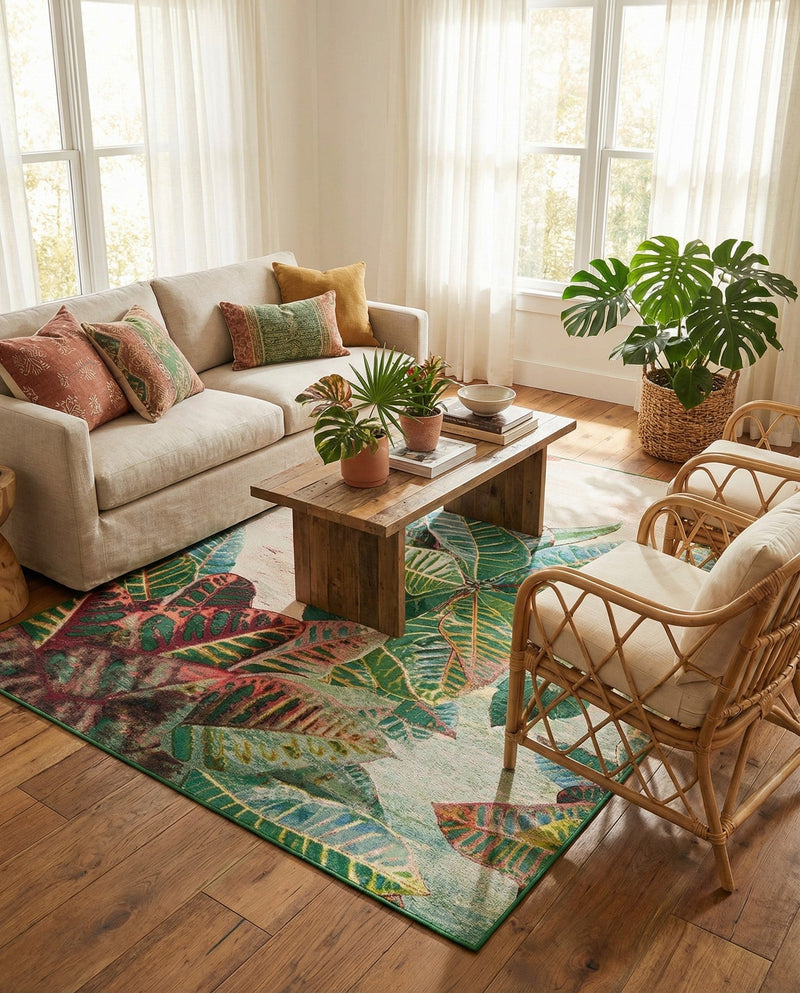 Seaside Blooms Collection Area Rug -  Fern Rectangle Multi  lifestyle 59