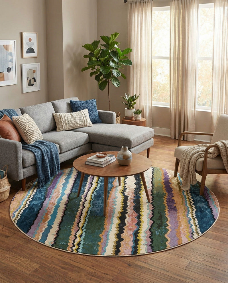 Urban Terrace Collection Area Rug -  Capri Round Multi  lifestyle 24