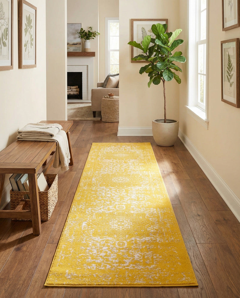 Georgetown Rugs Collection Area Rug - Dupont (Yellow) Runner Yellow  lifestyle 75
