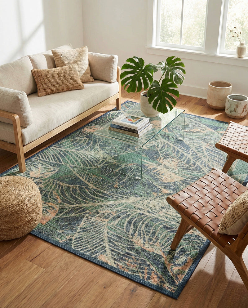 Coastal Terrace Collection Area Rug -  Driftwood Rectangle Blue  lifestyle 36