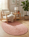 Woven Seaside Jute Collection Area Rug - Savannah (Light Pink) Oval Light Pink  lifestyle 78