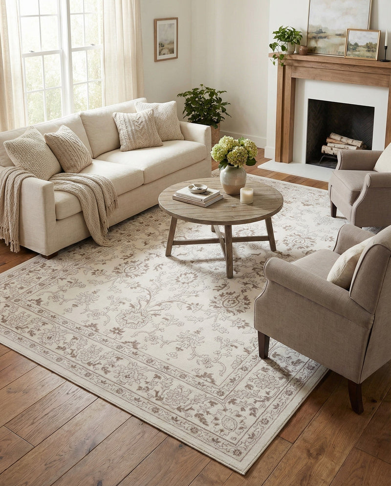 Savannah Elegance Collection Area Rug - Augusta (Ivory) Rectangle Ivory  lifestyle 16