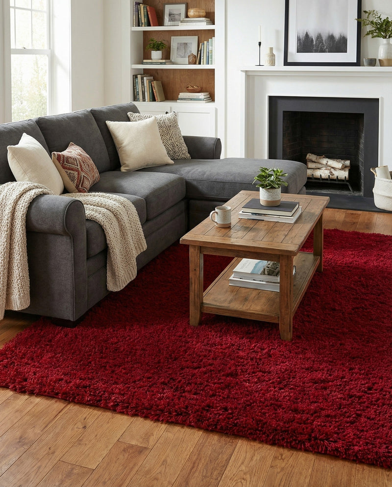 Eternal Plush Oasis Collection Area Rug -  Tranquility (Merlot) Rectangle Merlot  lifestyle 7