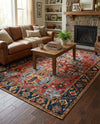 Patio Heritage Collection Area Rug -  Garden Rectangle Rust Red and Blue  lifestyle 24