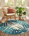Seaside Blooms Collection Area Rug -  Provence Round Teal blue  lifestyle 60
