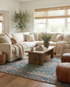 Savannah Threads Collection Area Rug - Tybee Rectangle Teal blue  lifestyle 5
