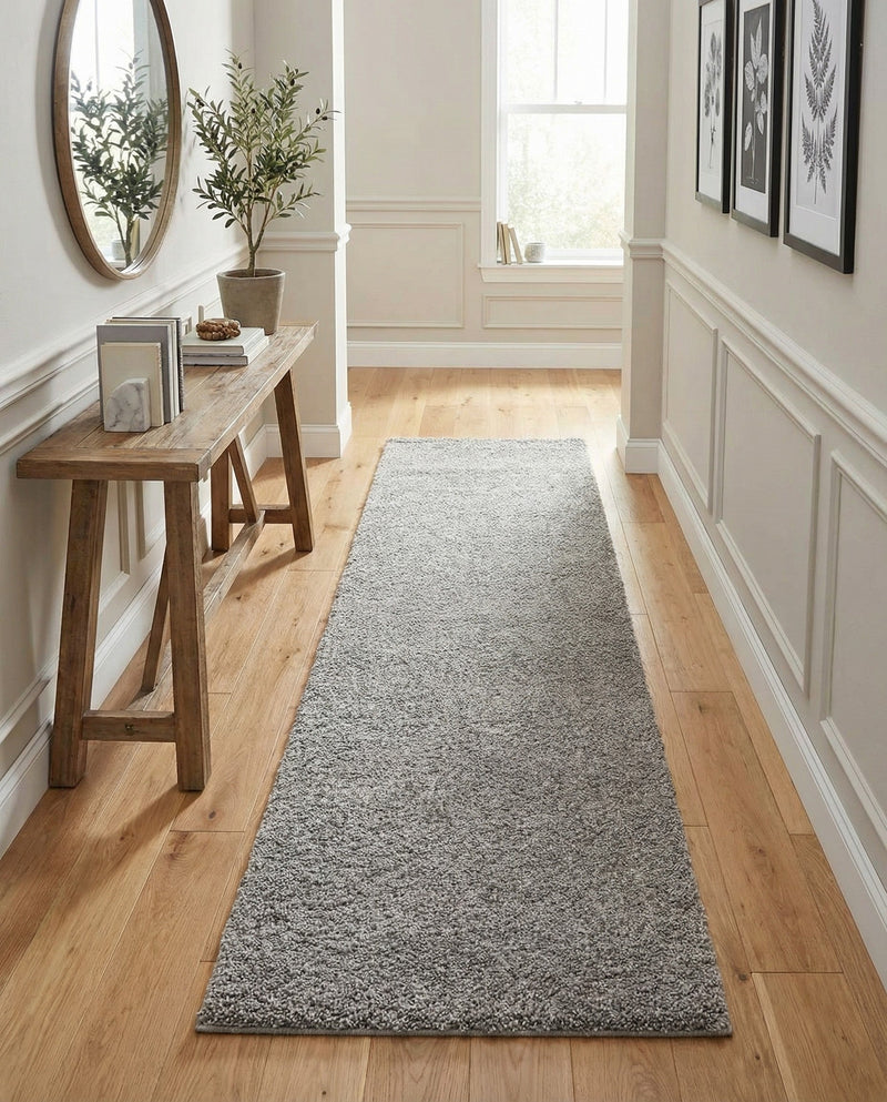 Solid Shag Seaside Collection Area Rug - Azure Cove (Gray) Runner Gray  lifestyle 77