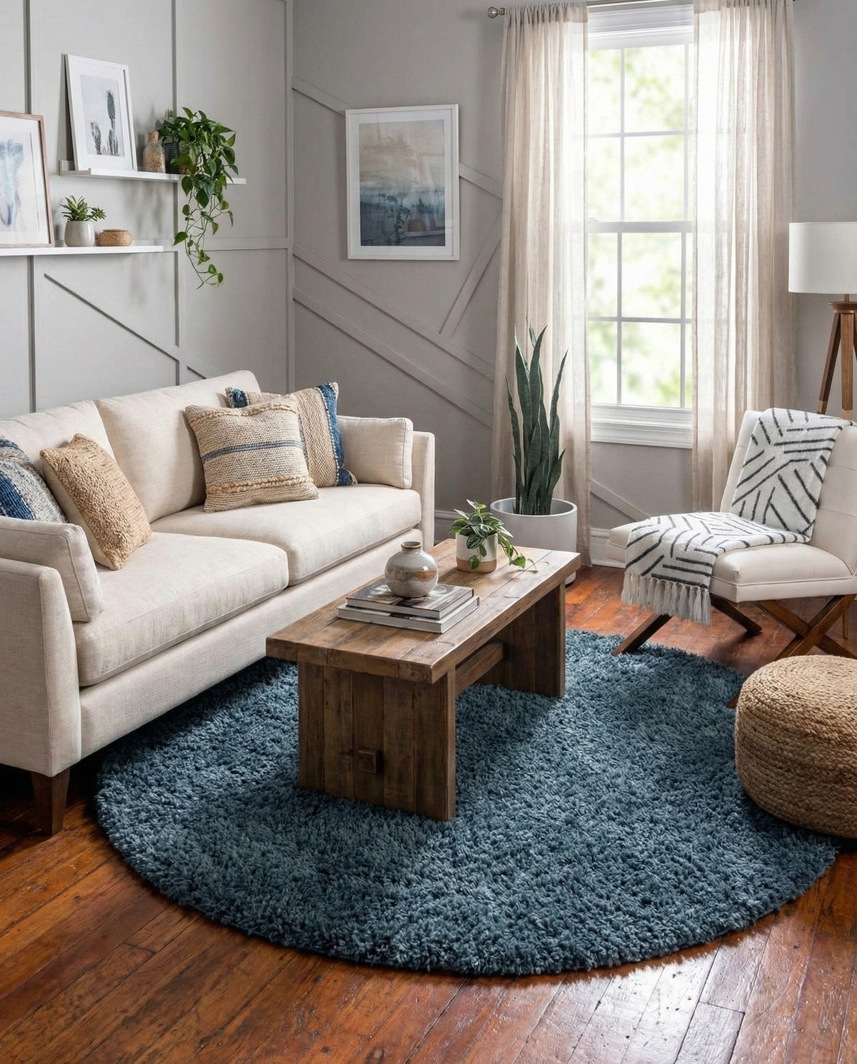 Alpine Plush Collection Area Rug -  Cortina (Marine Blue) Round Marine Blue  lifestyle 25