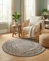 Woven Udaipur Collection Area Rug - Sahara Round Natural  lifestyle 39
