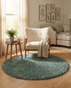 Eternal Plush Oasis Collection Area Rug -  Tranquility (Forest Green) Round Forest Green  lifestyle 72