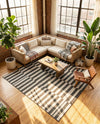 Seaside Stripes Collection Area Rug - Cabana (Charcoal) Square Charcoal  lifestyle 37