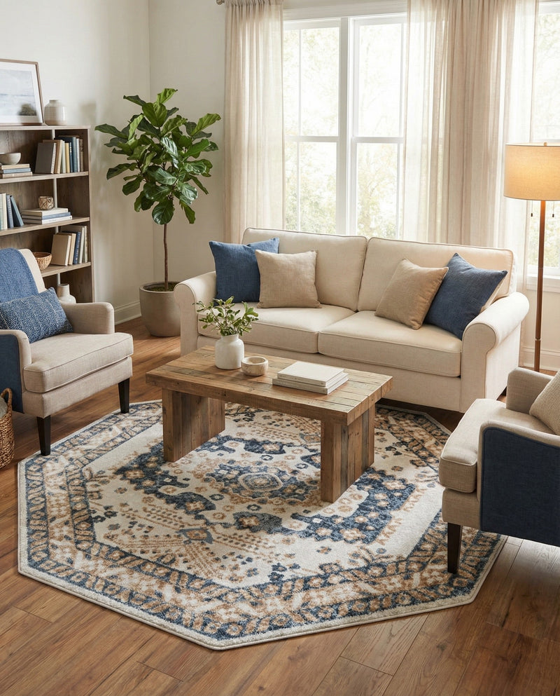 Cambridge Classics Collection Area Rug -  Pembroke (Cream) Octagon Cream  lifestyle 62