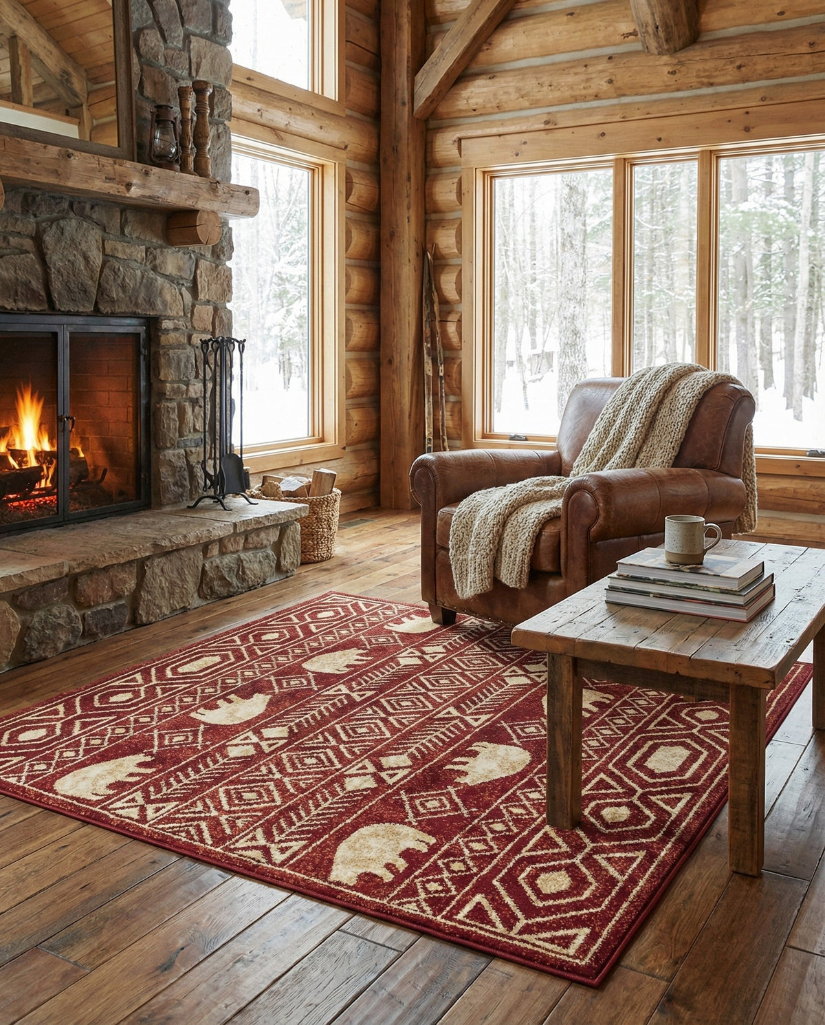 Frontier Trails Collection Area Rug -  Sedona Square Red  lifestyle 116