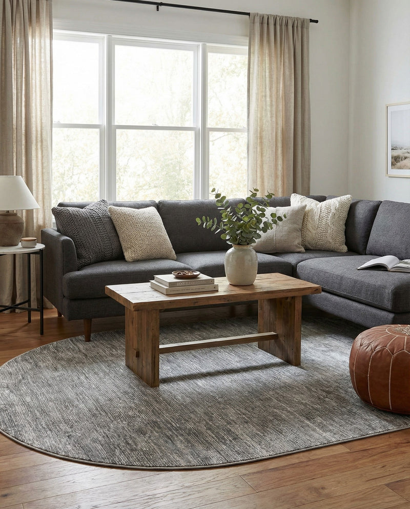 Bloomsbury Elegance Collection Area Rug -  Kensington (Gray) Oval Gray  lifestyle 74