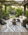 Seaside Blooms Collection Area Rug -  Evergreen (Charcoal Ivory) Rectangle Charcoal Ivory  lifestyle 3