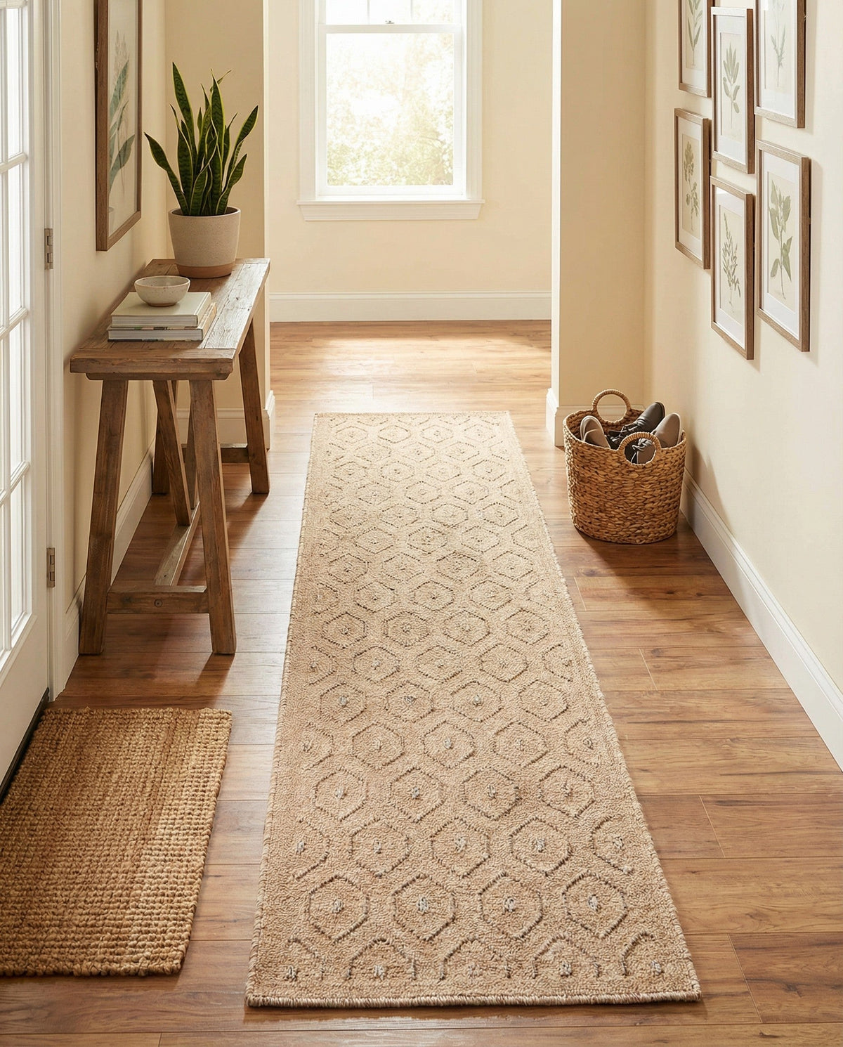 Garden Lattice Charm Collection Area Rug - Arbor (Beige) Runner Beige  lifestyle 32