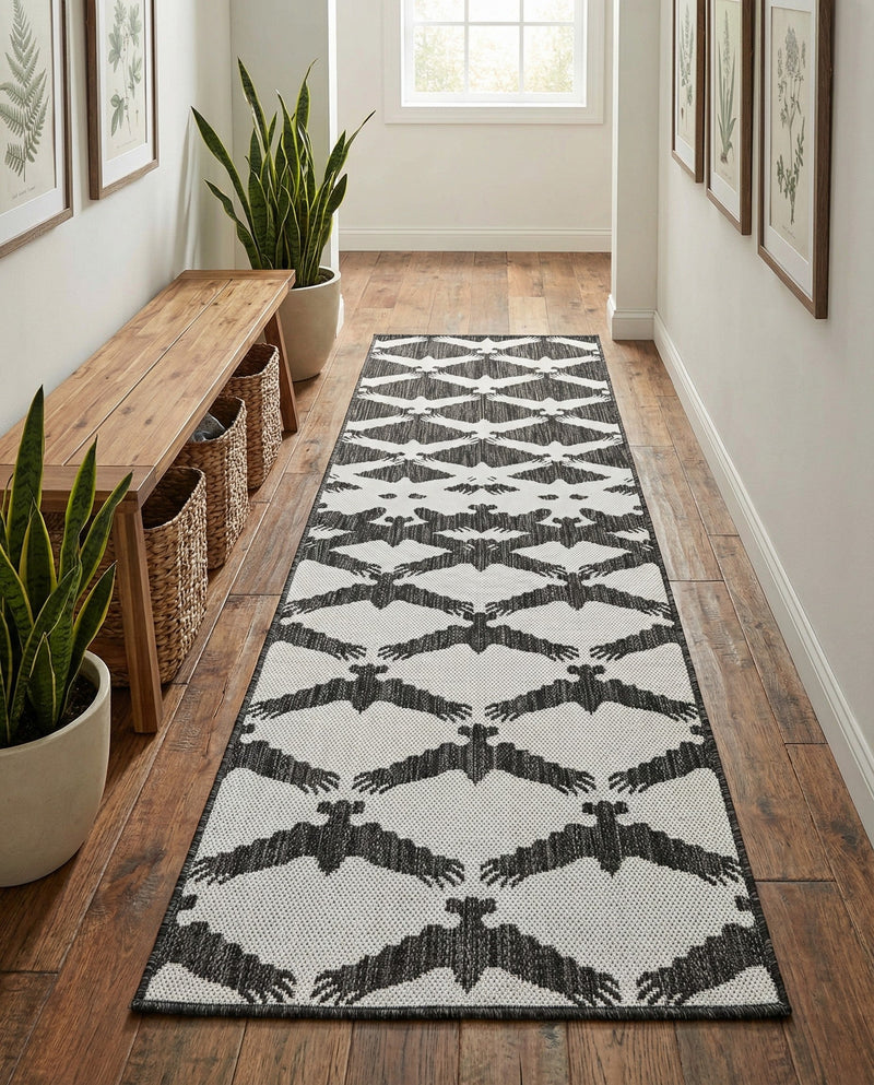 Urban Terrace Collection Area Rug -  Gramercy Runner Black and White  lifestyle 30