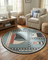 Seaside Haven Rugs Collection Area Rug -  Anchorage Round Blue  lifestyle 61
