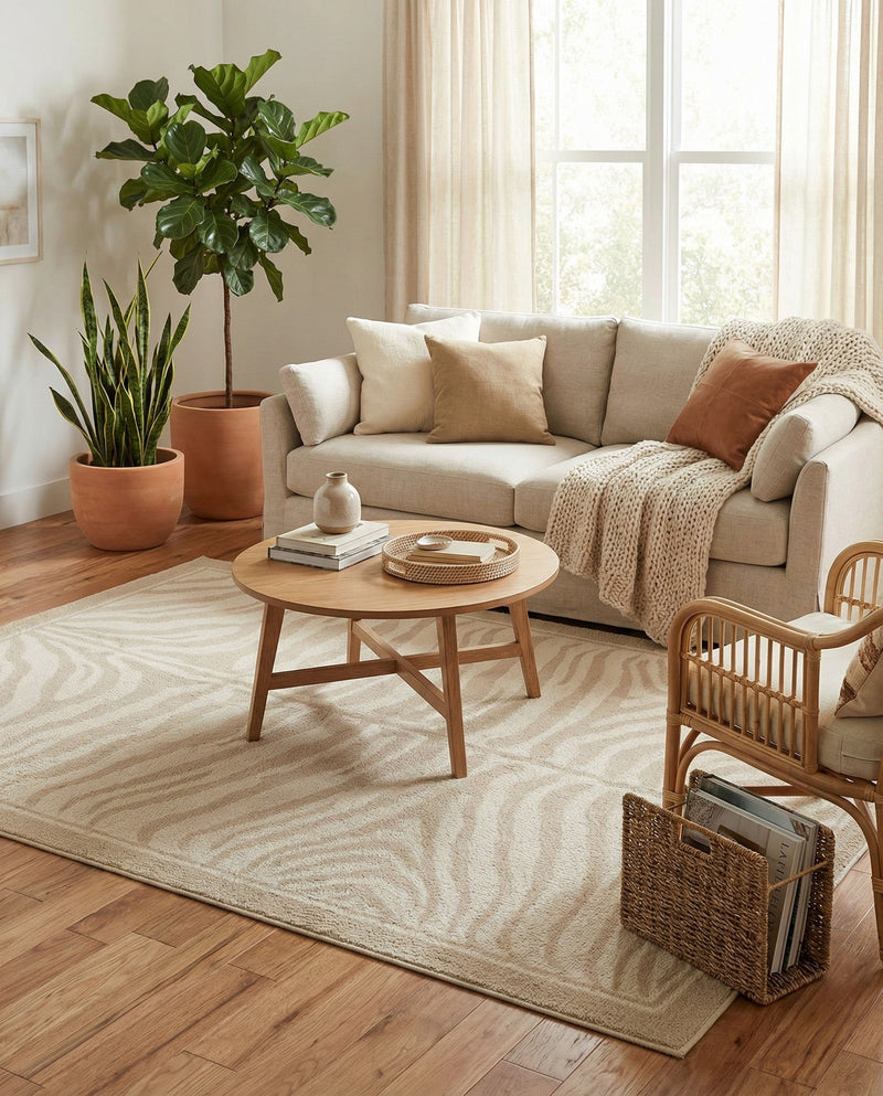Savannah Sojourn Collection Area Rug -  Kalahari Rectangle Beige and Ivory  lifestyle 12