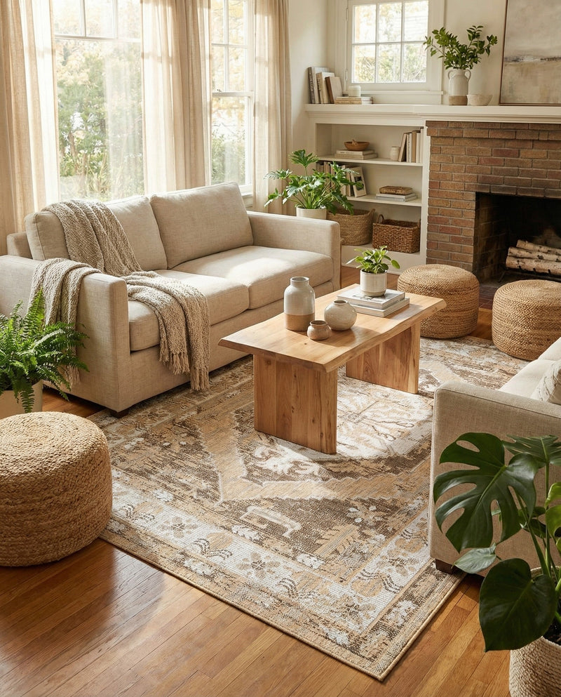 Patio Heritage Collection Area Rug -  Augusta (Natural) Rectangle Natural  lifestyle 20
