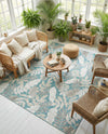 Seaside Blooms Collection Area Rug -  Serene Rectangle Light Blue  lifestyle 80