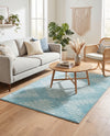Seychelles Stripes Collection Area Rug - Mahe (Light Blue) Rectangle Light Blue  lifestyle 22