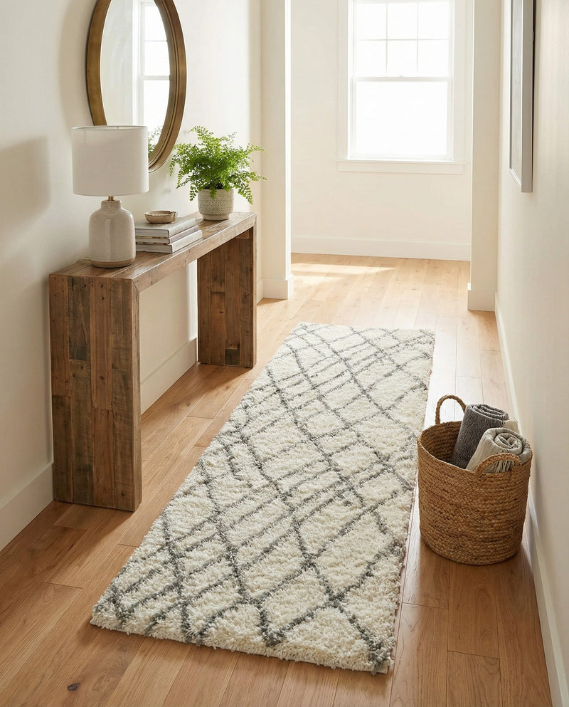 Cozy Haven Shag Collection Area Rug - Serenity (Ivory) Runner Ivory  lifestyle 37