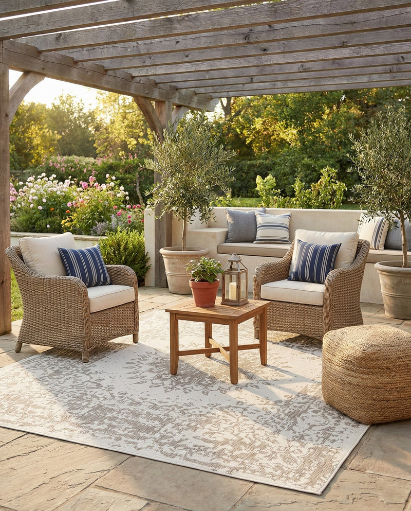 Patio Heritage Collection Area Rug -  Lafayette (Gray) Square Gray  lifestyle 60