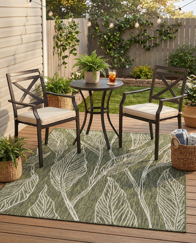 Seaside Blooms Collection Area Rug -  Evergreen (Green) Rectangle Green  lifestyle 25
