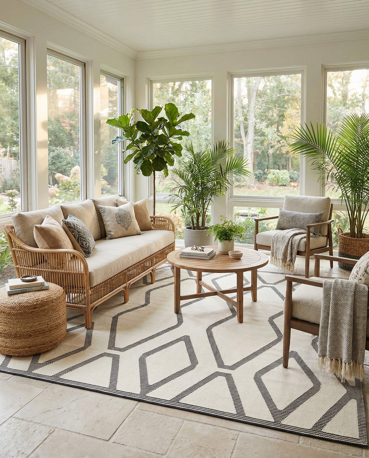 Monochrome Collection Area Rug -  Glacier Square Ivory White  lifestyle 91