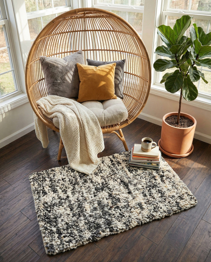 Wellington Luxe Shag Collection Area Rug - Kapiti Rectangle Salt and Pepper  lifestyle 10